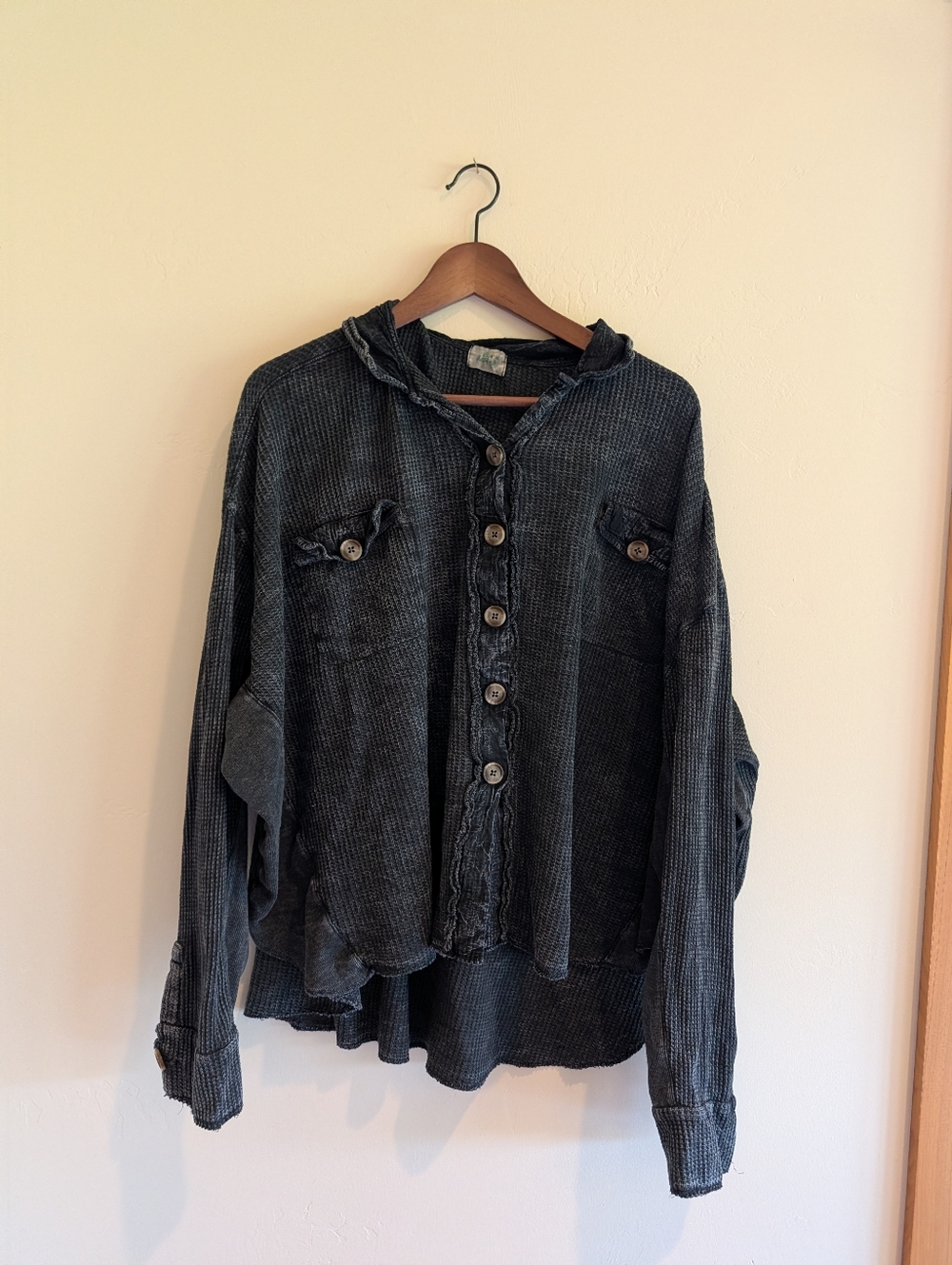 Waffle Thermal Oversized Top By Blue Buttercup